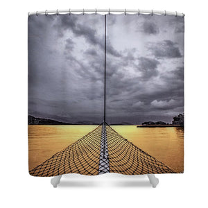 Golden Sail - Shower Curtain - SEVENART STUDIO