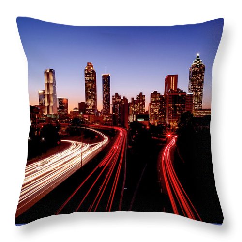 Atlanta At Night - Throw Pillow - SEVENART STUDIO