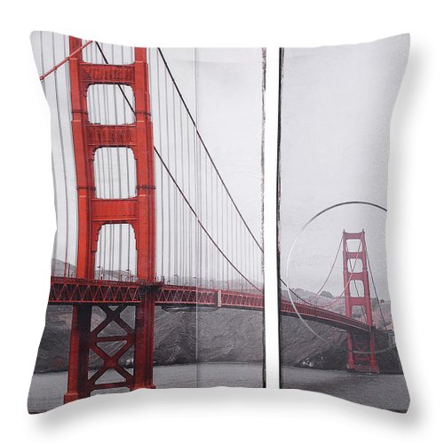Golden Gate Red - Throw Pillow - SEVENART STUDIO
