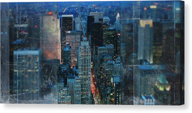 Manhattan At Night - Canvas Print - SEVENART STUDIO