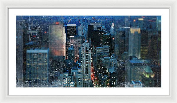 Manhattan At Night - Framed Print - SEVENART STUDIO