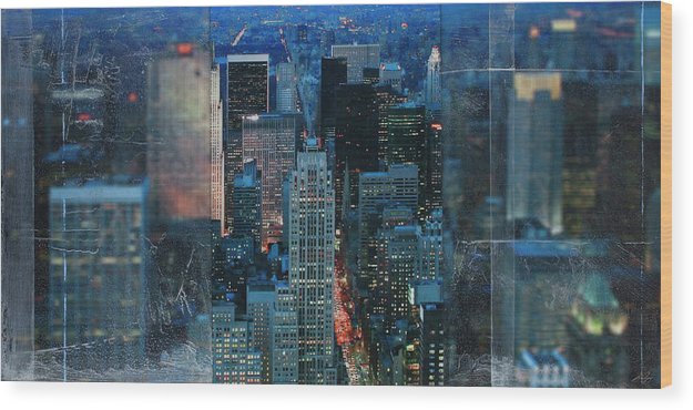 Manhattan At Night - Wood Print - SEVENART STUDIO