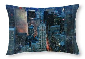 Manhattan At Night - Throw Pillow - SEVENART STUDIO