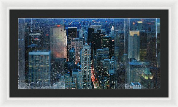 Manhattan At Night - Framed Print - SEVENART STUDIO