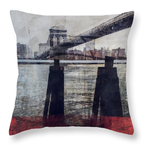 New York Pier - Throw Pillow - SEVENART STUDIO